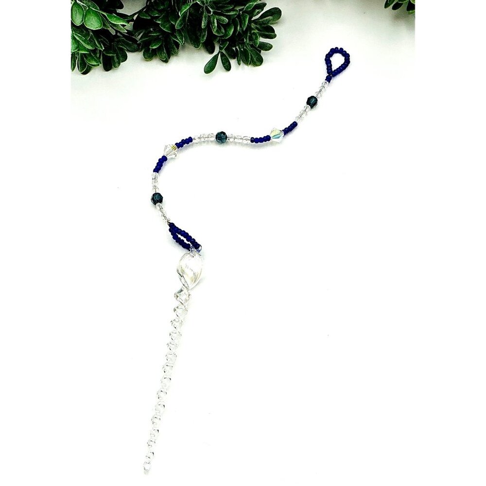 Beaded Suncatcher Ornament With Icicle Pendant and Crystal Beads